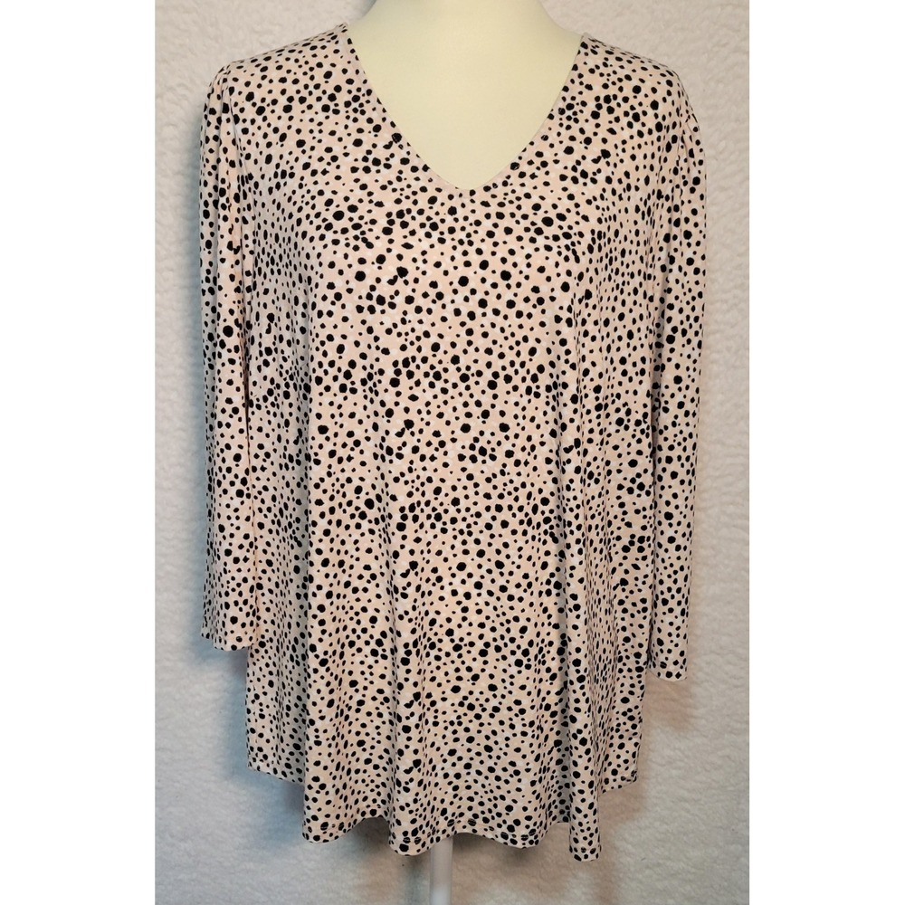 Adrianna Papell Womens‎ Blouse Size 1X Pullover 3/4 Sleeve V-Neck Geometric 1611